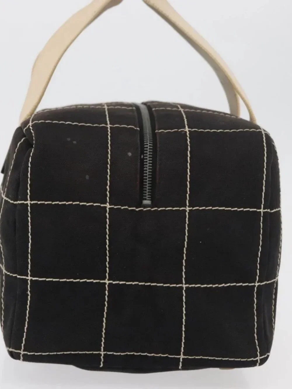 CHANEL Hand Bag Canvas Black CC Auth 131003